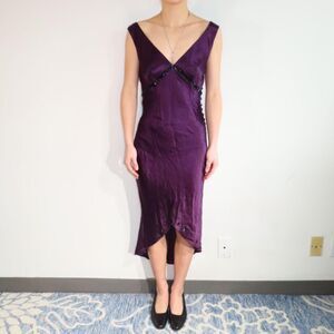 Vintage y2k  Allen Schwartz dark purple cocktail dress